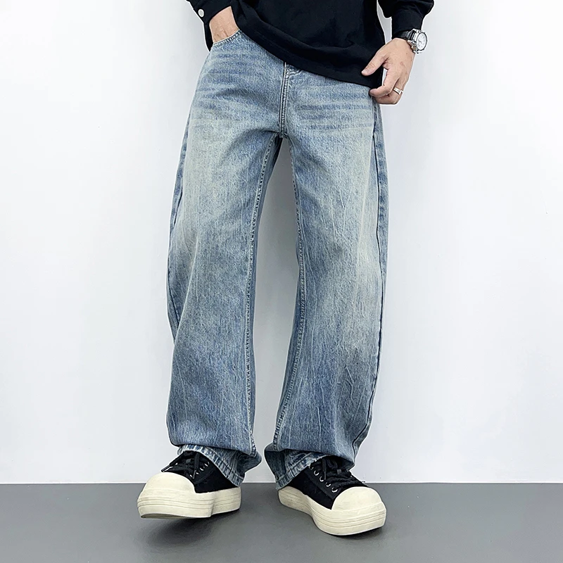 美式复古弯刀牛仔裤春秋2025爆款男装潮牌宽松直筒百搭休闲长裤子