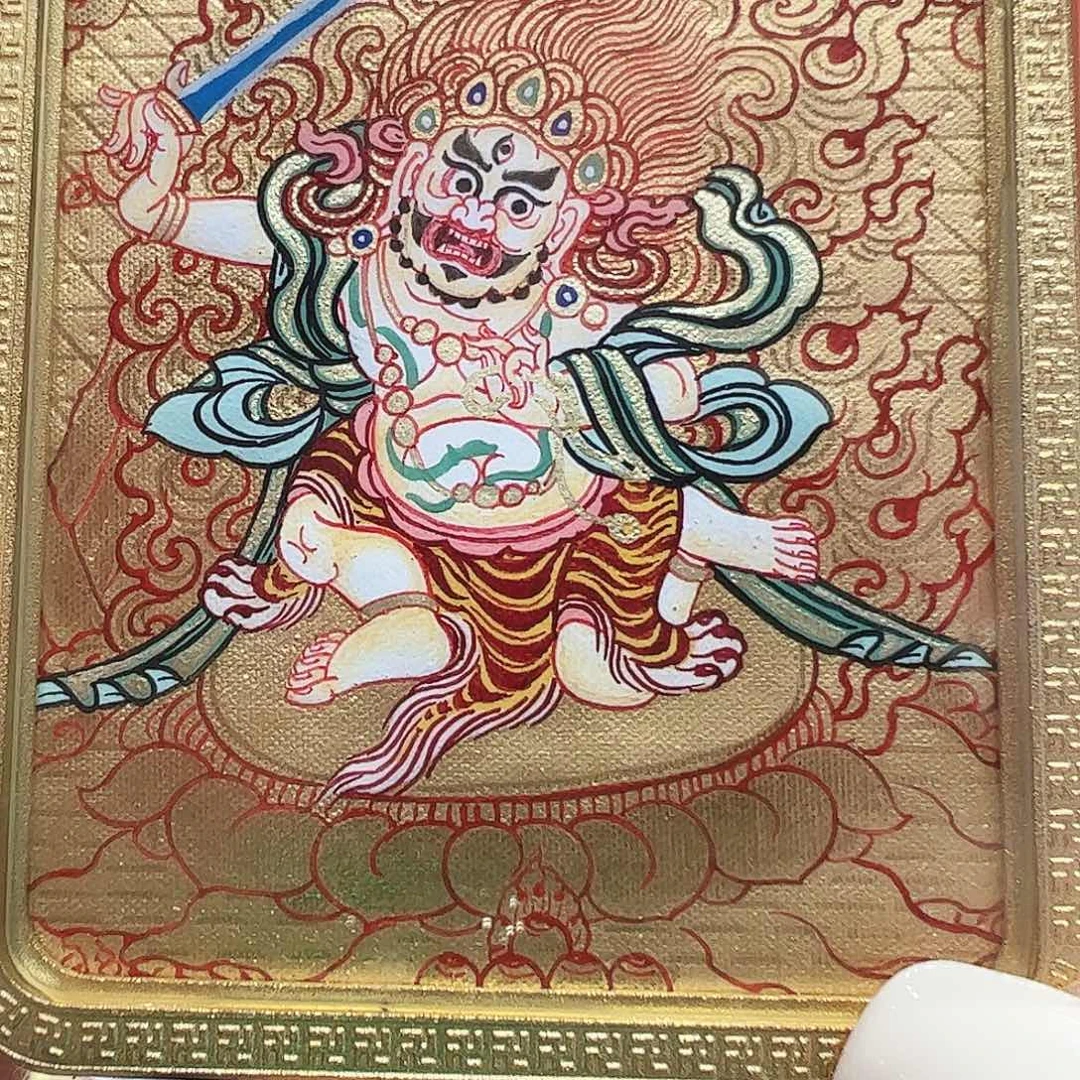 吊坠纯手绘热贡唐卡不动明王