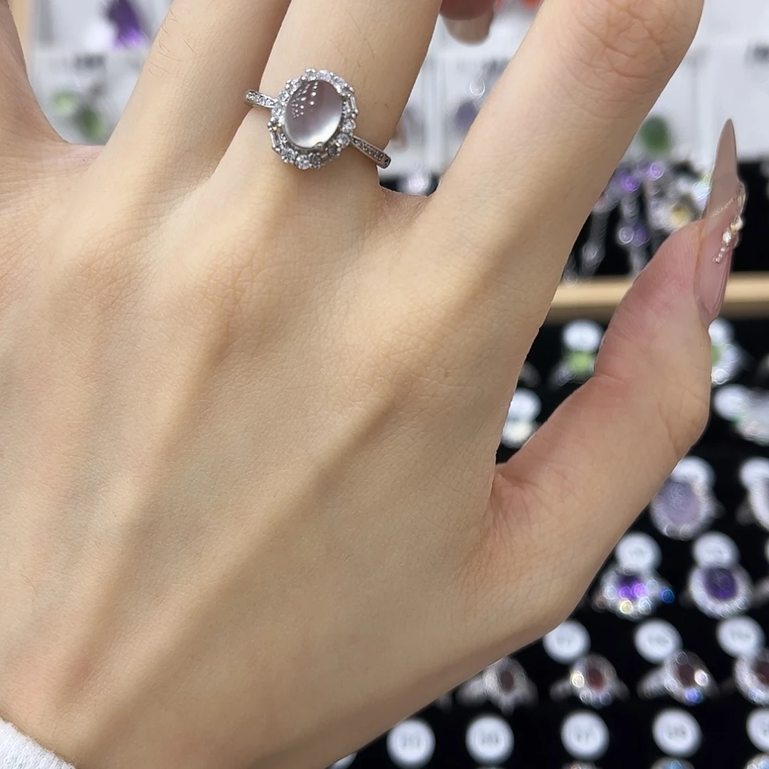 岫玉银S925镶嵌戒指