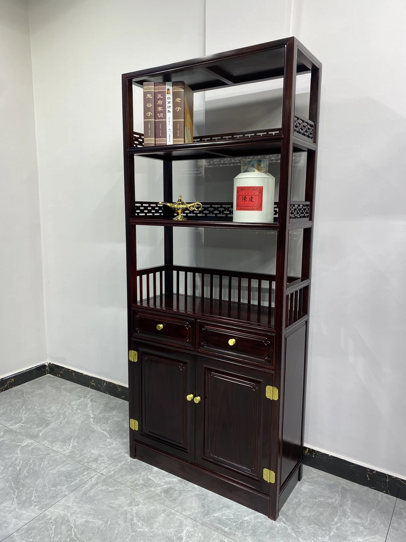 燕东红木家具黑酸枝 豪华书柜博古柜书架置物柜文件柜78*33*180