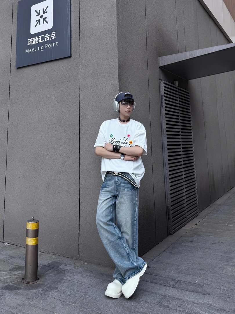 2055ss小花刺绣G00D轻奢高级感短袖T恤重磅工艺男女同款