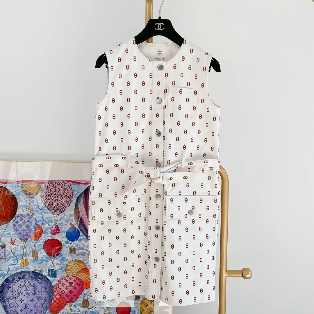 99新 Hermes/爱马仕 白色无袖连衣裙