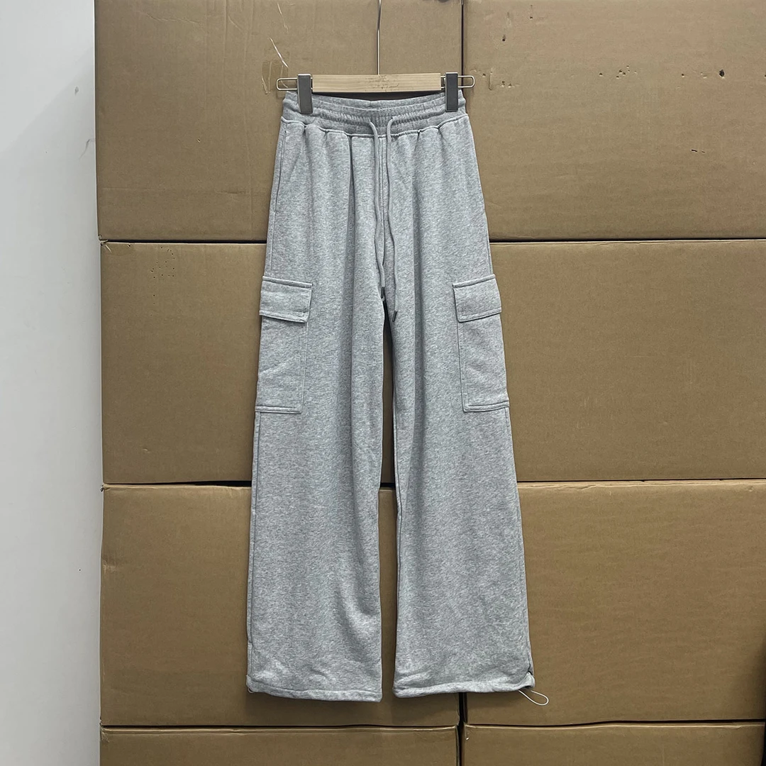 非沅！试衣间！春季新款工装 裤袋休闲卫裤 针织裤直筒有抽绳女长裤