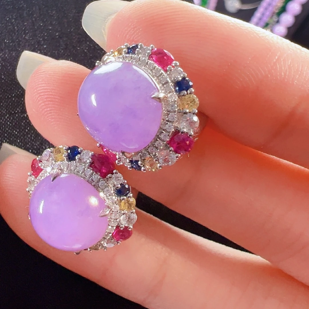 翡翠18K金镶嵌耳饰签收后24小时鉴赏期