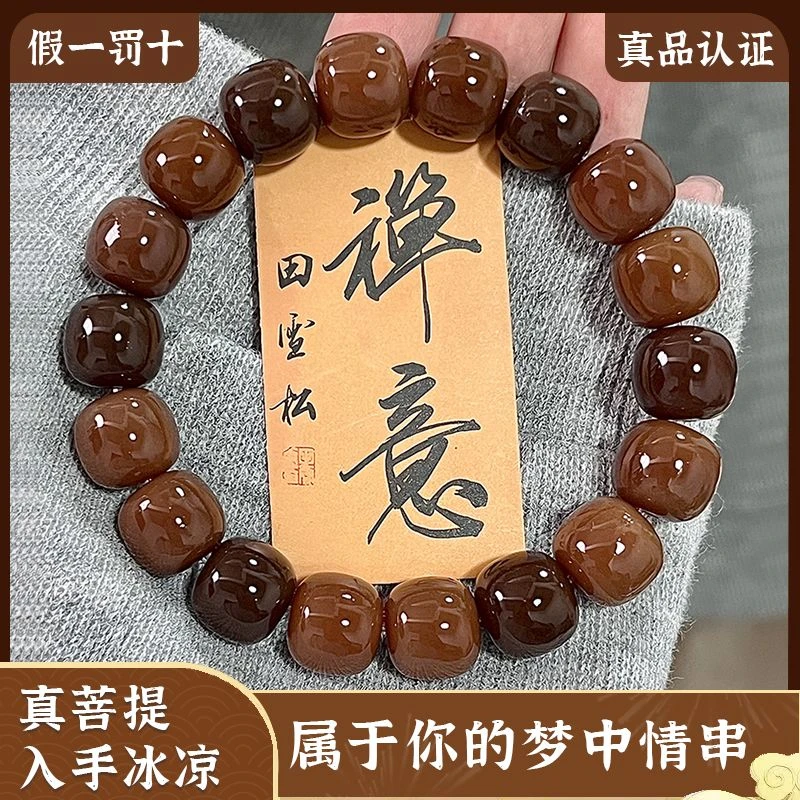 爷爷的咖啡菩提根手串盘玩解压佛珠男女生小众潮流文玩手链绕指柔