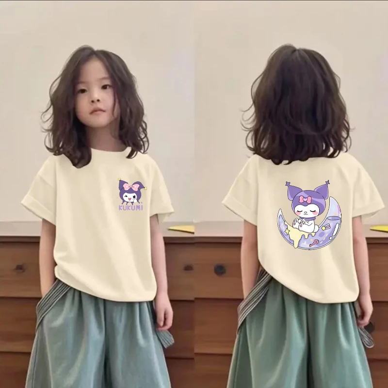 女孩纯棉库洛米卡通半袖女童夏季新款洋气童装中大童可爱短袖T恤
