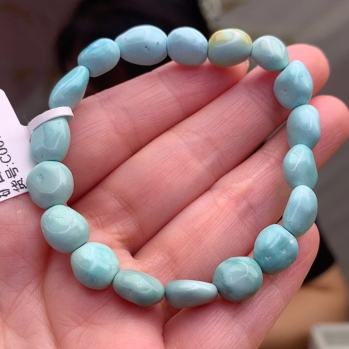 未镶嵌绿松石原矿雾霾蓝糖豆手串