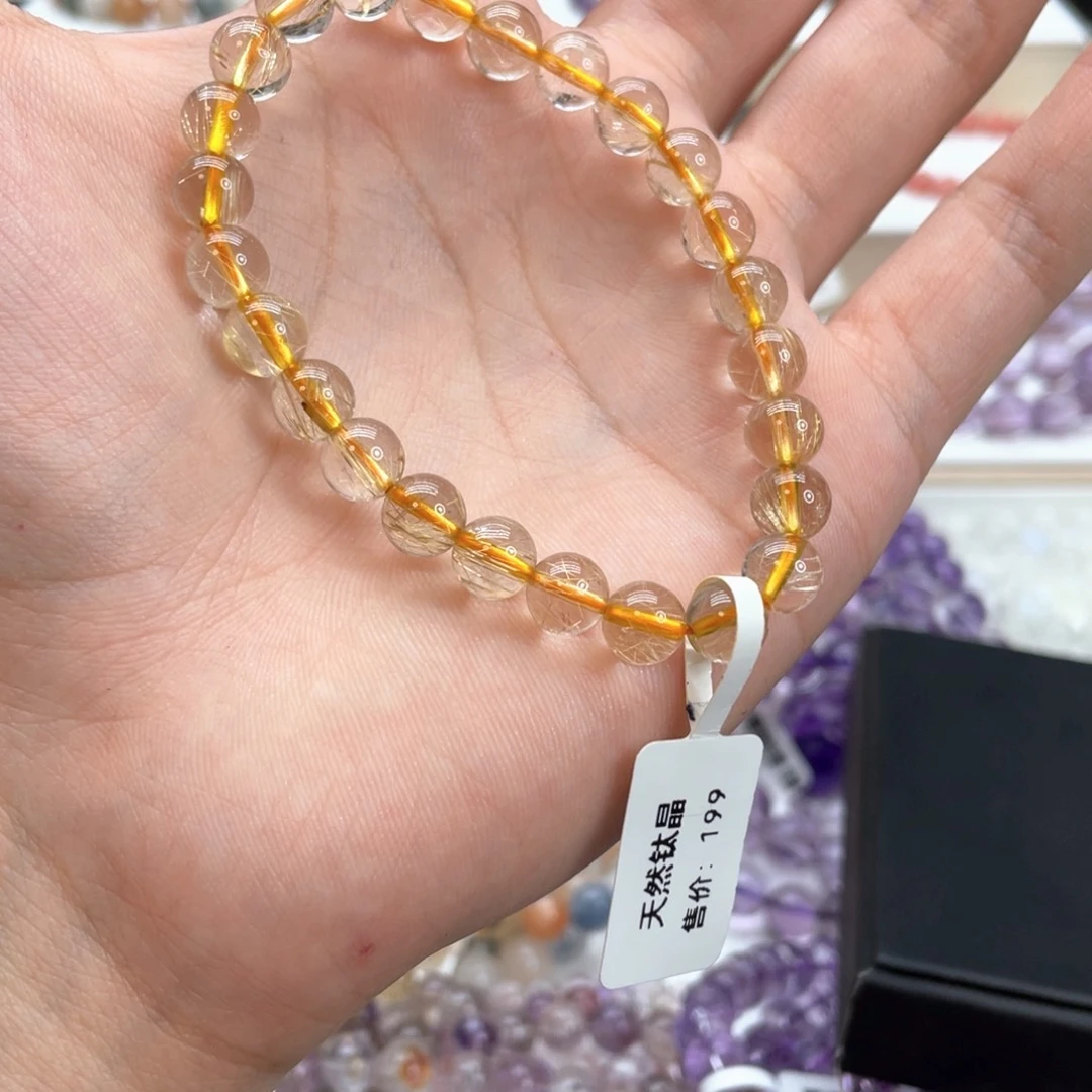 每***️水晶手串未镶嵌金发晶7