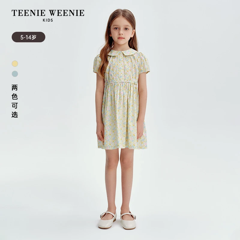TeenieWeenieKids25年夏新款女童纯棉碎花收腰连衣裙TKOW256547N