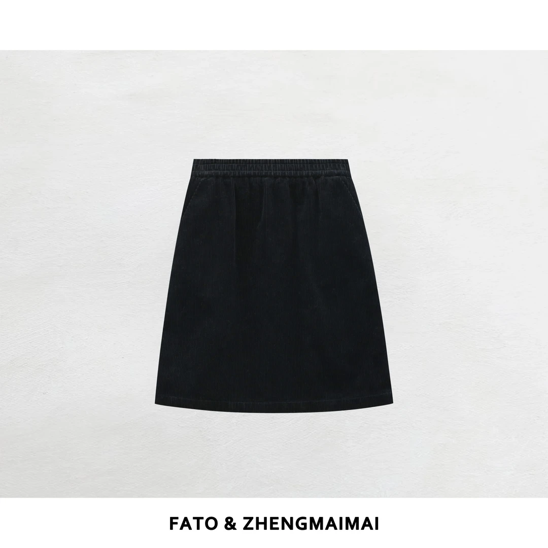 郑买买 午夜蓝铃 秋冬新款显瘦遮肉气质百搭灯芯绒半裙 KW51001Q1