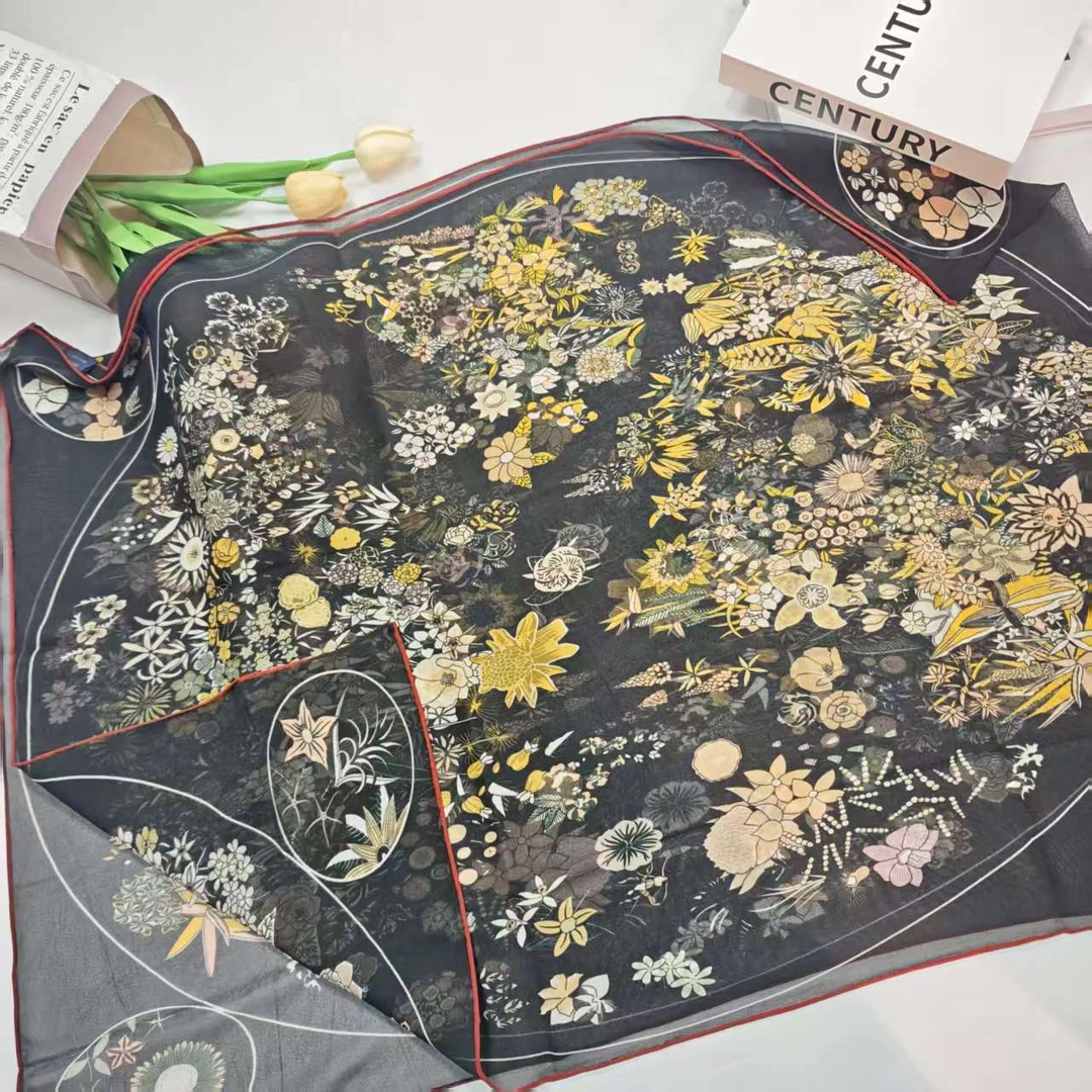 帛罗纱长巾-九十春光 65*180cm丝巾