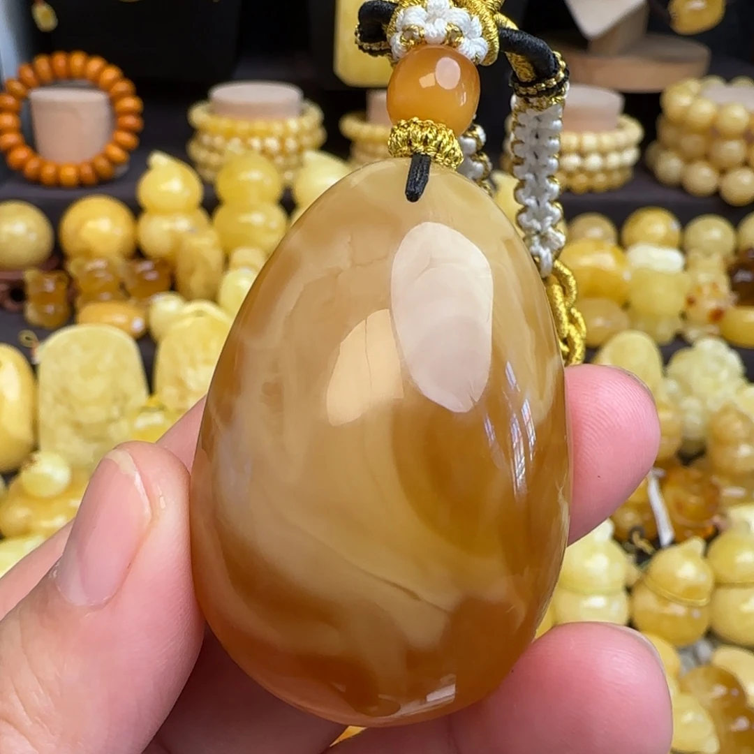 蜜蜡未镶嵌套链天然俄料蜜糖红蜜蜡水滴吊坠