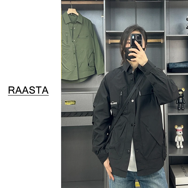 断码清仓 秋季工装风多口袋宽松夹克男潮流帅气衬衫外套休闲薄款