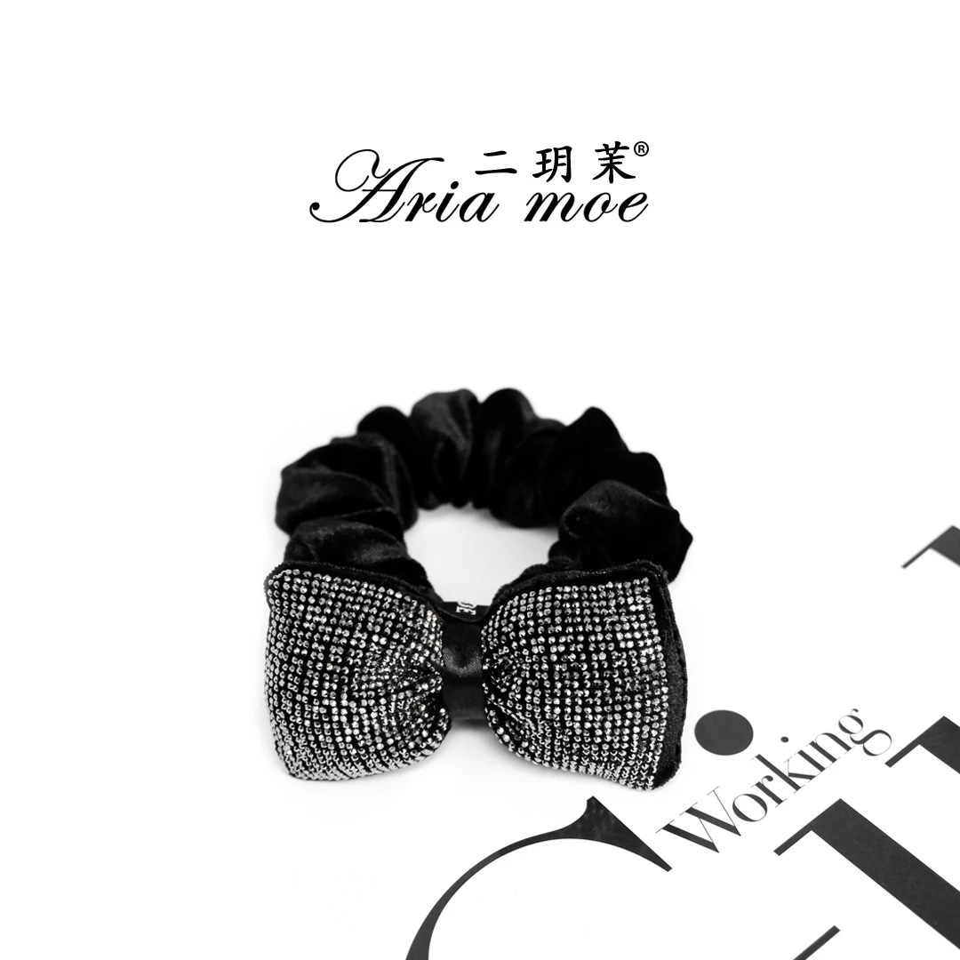 【漫曼】原创设计高档超闪大肠发圈时尚轻奢百搭满钻蝴蝶结发饰女