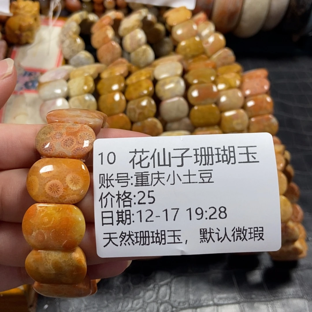 重***豆硅化珊瑚（珊瑚玉）未镶嵌珠宝半成品10