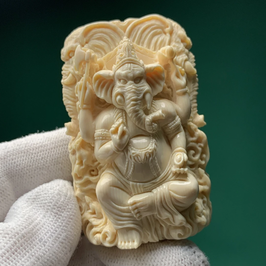 【四六儿】无双•猛犸象牙黎金植大师手工象神牌子吊坠全品一等冰料