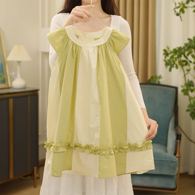 女童夏季连衣裙2025夏季新款女孩无袖少女风夏装拼色连衣裙Q62484