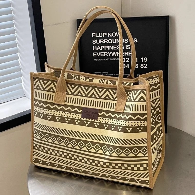 托特大容量2025新款单肩包包女通勤帆布手提购物袋外出旅行通勤包