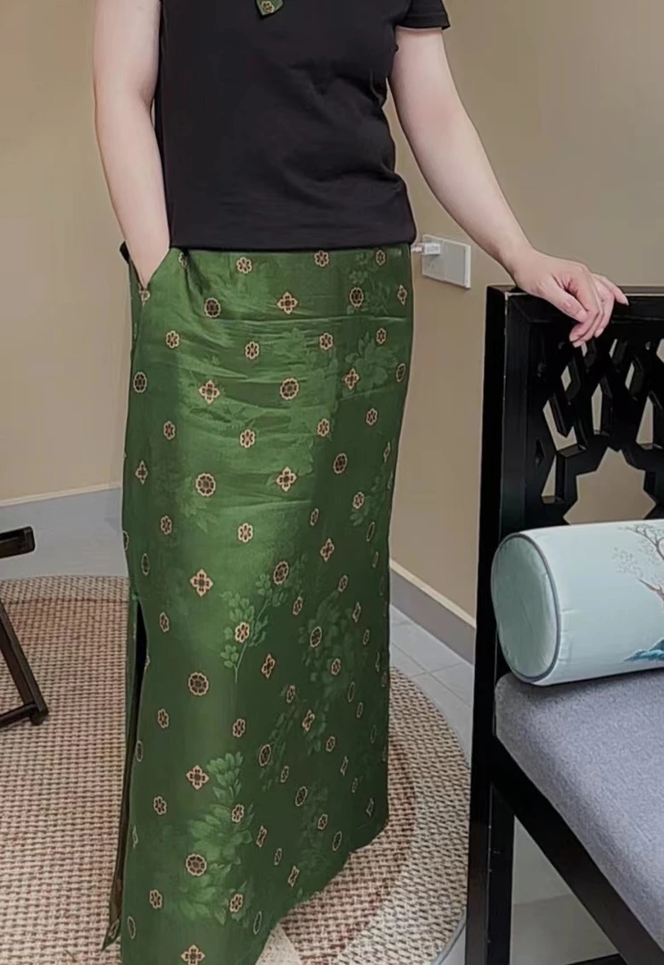 【一缕白月】翡翠绿宝相半裙BQ028