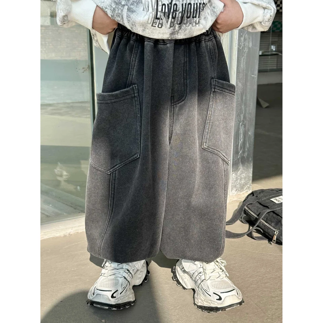 GXM2025年春季新款男童炒色长裤中小童韩版时尚宽松百搭休闲卫裤