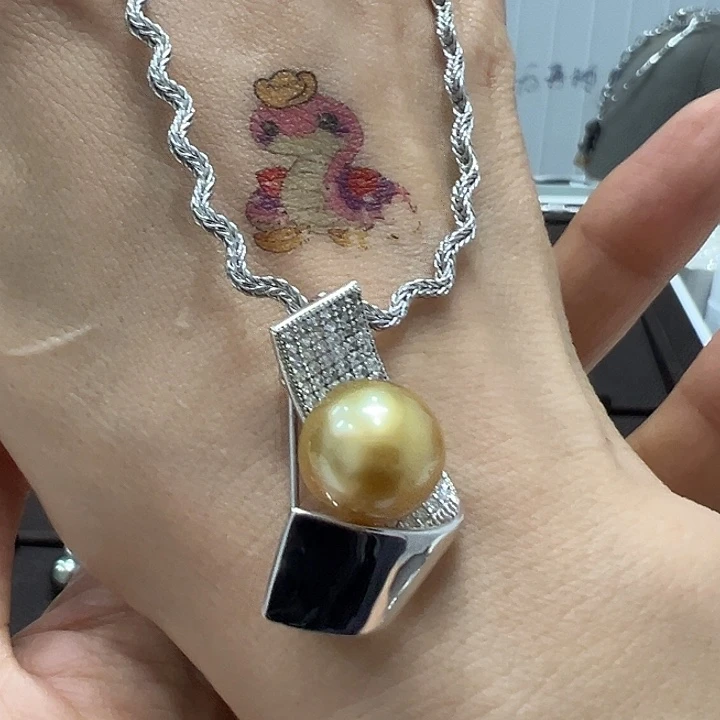 海水珍珠银S925镶嵌颈饰