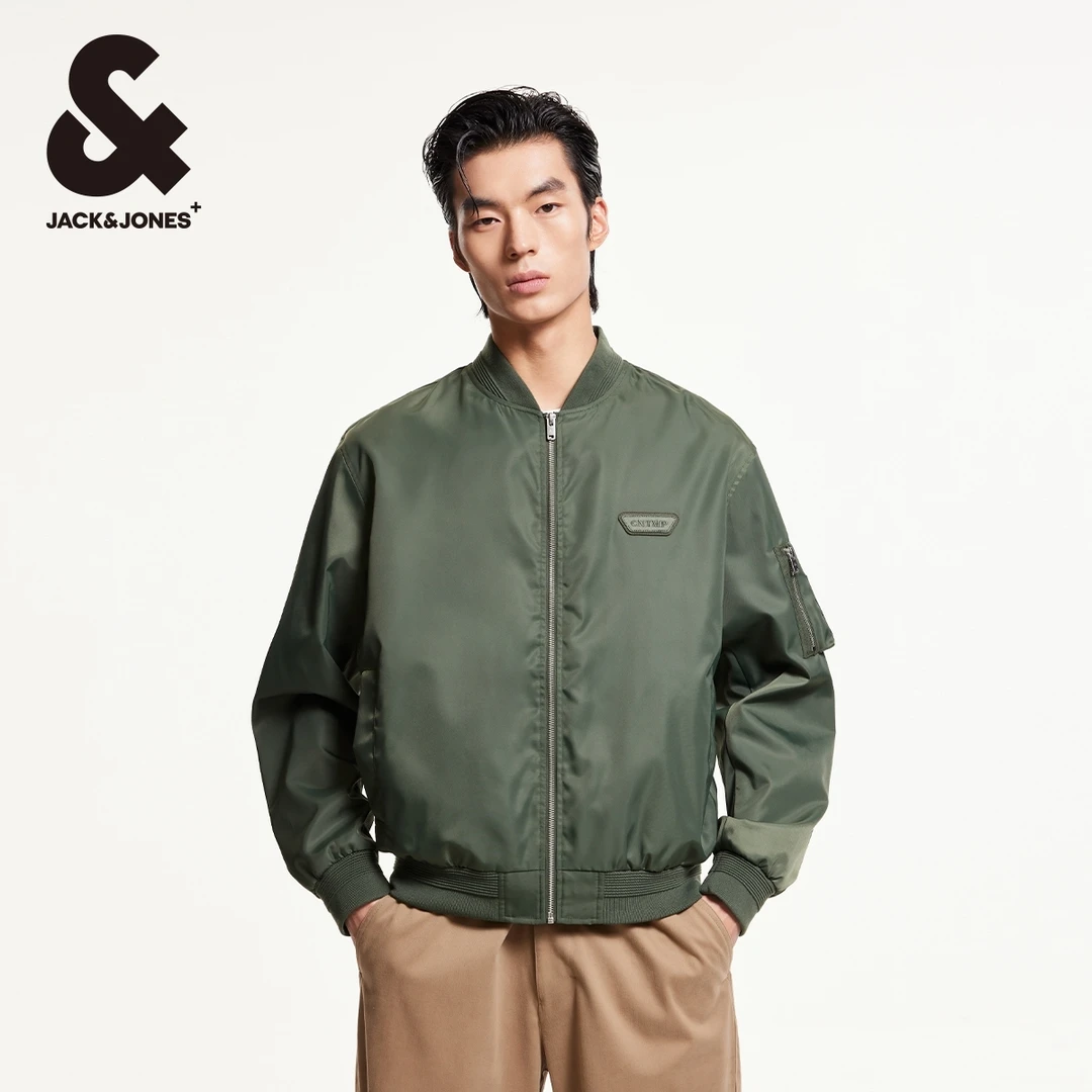 【商场同款】杰克琼斯春季新款高街刺绣棒球立领宽松夹克外套男款