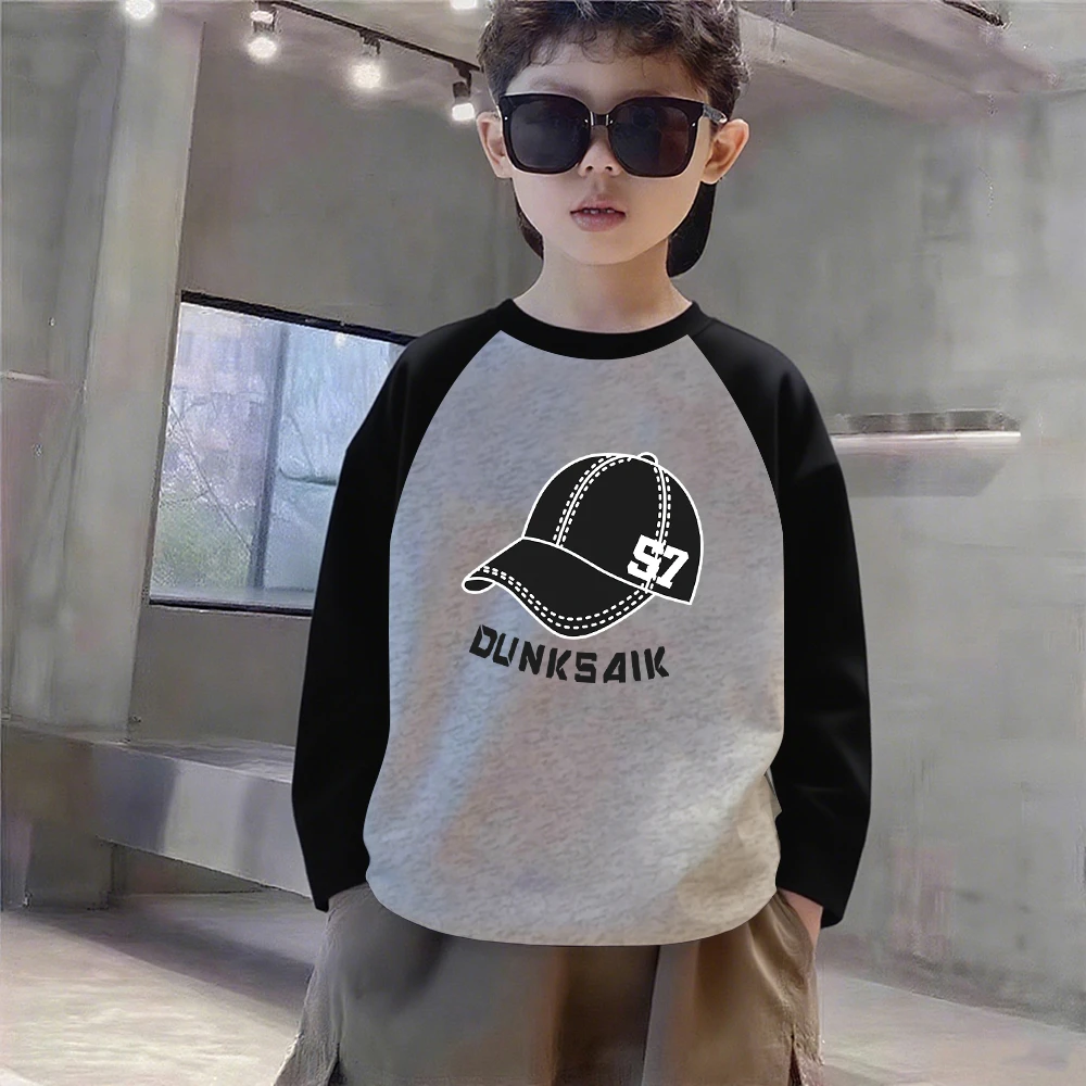 中大童装男童春秋款宽松撞色长袖t恤2025新款儿童男孩上衣ins洋气