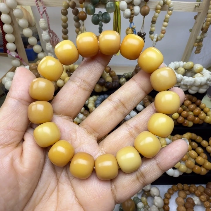 狂***歇菩提根/象牙果手串卡14干磨风化橘