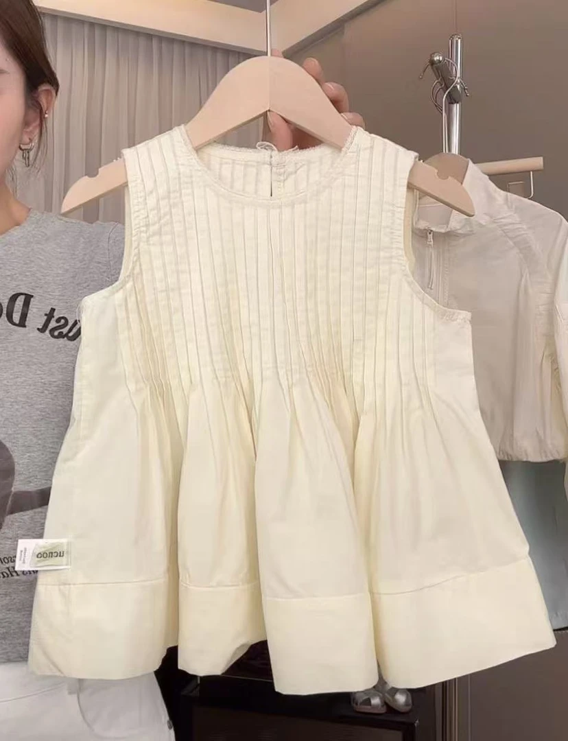 2025新款女童夏季纯白色娃娃衫小清新时尚百搭款x003