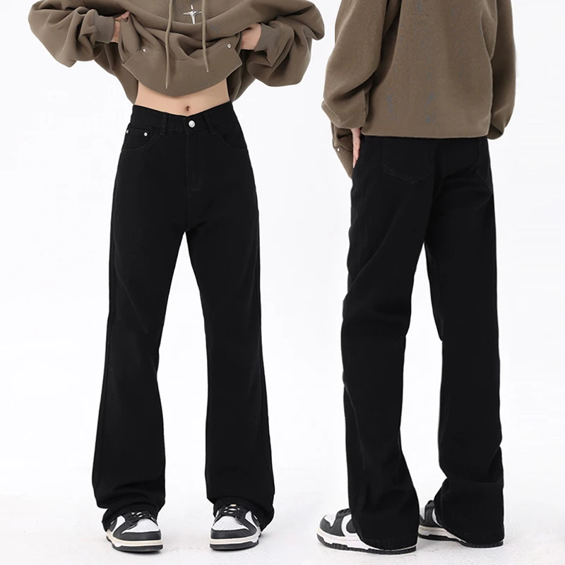 美式高街微喇牛仔裤男水洗做旧直筒潮牌痞帅复古百搭vibe直筒长裤