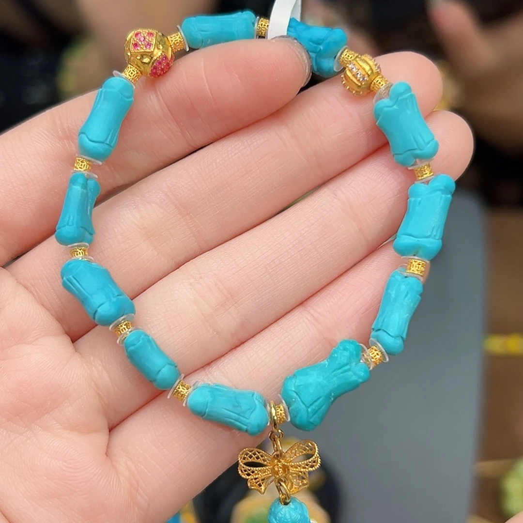 绿松石珠宝奇石18K金镶嵌