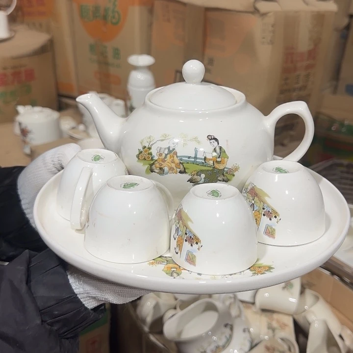 库存微瑕三娘教子多空茶壶一套容量800毫升