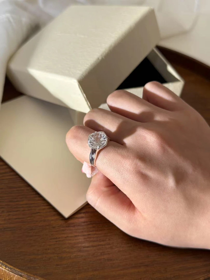 925银戒指 法式经典开口晶晶奢华高端气质