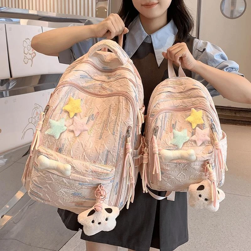 高颜值书包女初中生韩版森系大容量背包高中小学生时尚轻便双肩包