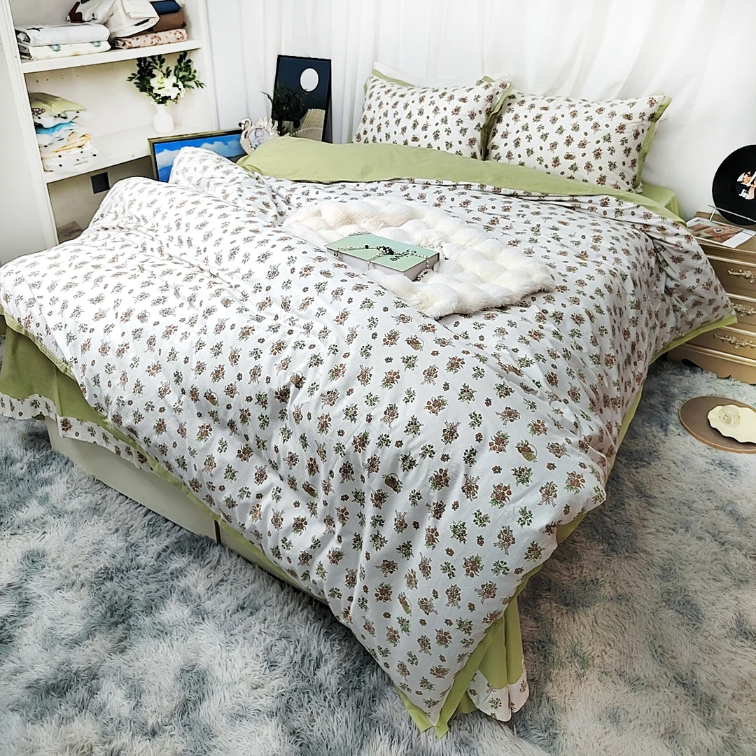 8972 60s水洗棉韩式风碎花小缺角四件套