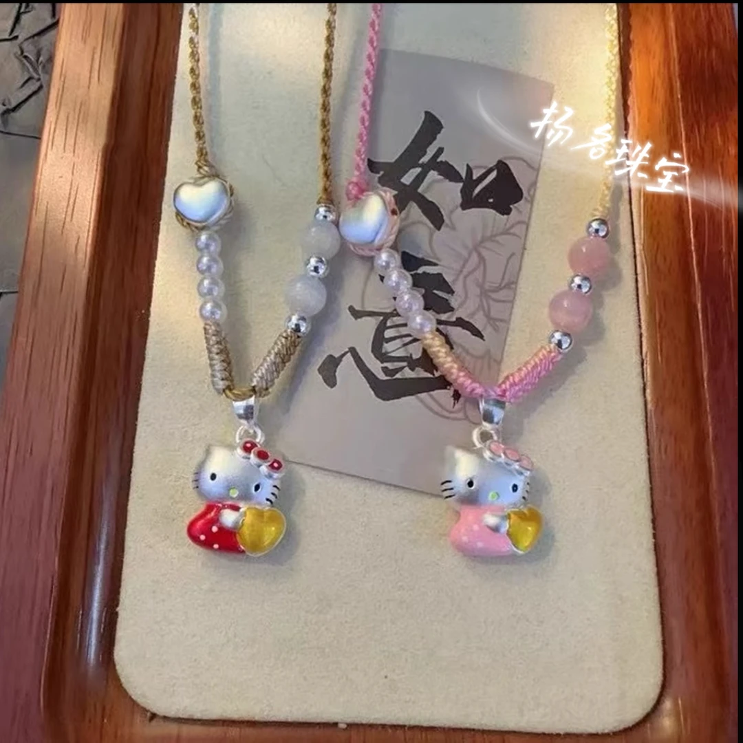 吊坠足银 Kitty猫999足银吊坠纯银项链儿童节可爱公主女孩锁骨链