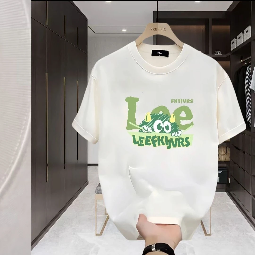 2025潮流时尚短袖潮牌T恤美式百搭纯棉修身夏季上衣新款印花