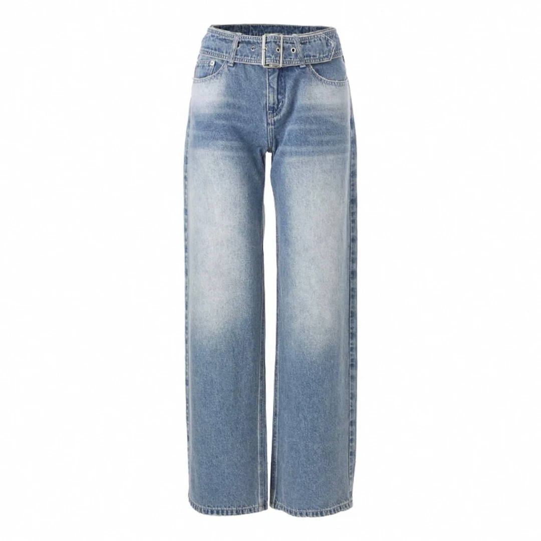 董小姐买手店LOOSING WHITE 宽腰带阔腿牛仔裤