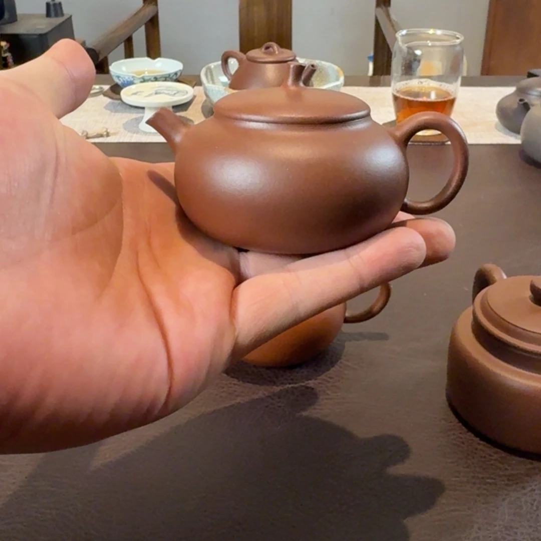 紫砂茶壶宜兴紫砂壶羊角山紫泥茄段