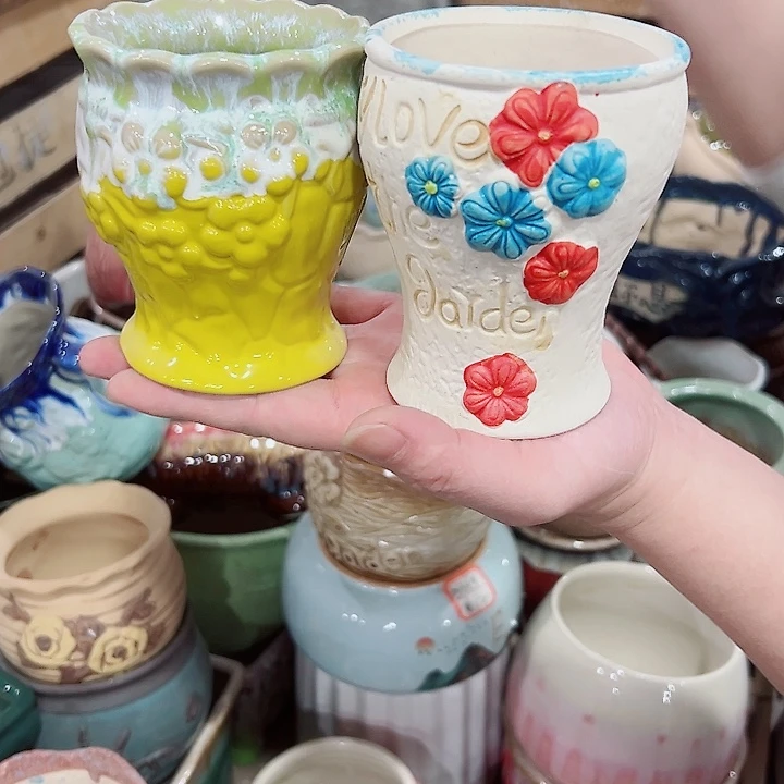 有孔.凑满10元发货多肉陶瓷花盆！