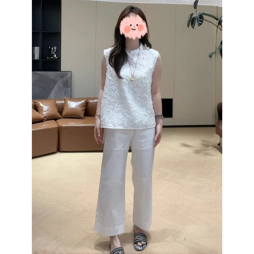 【轻熟穿搭】夏季气质无袖流苏背心上衣设计感减龄高腰阔腿裤套装女