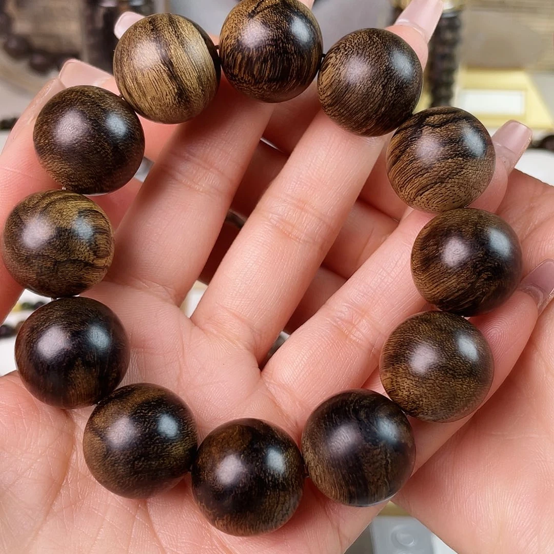 沉香手串乘*丶越南芽庄老白棋玉化老料满瘤疤虎斑满纹2.0