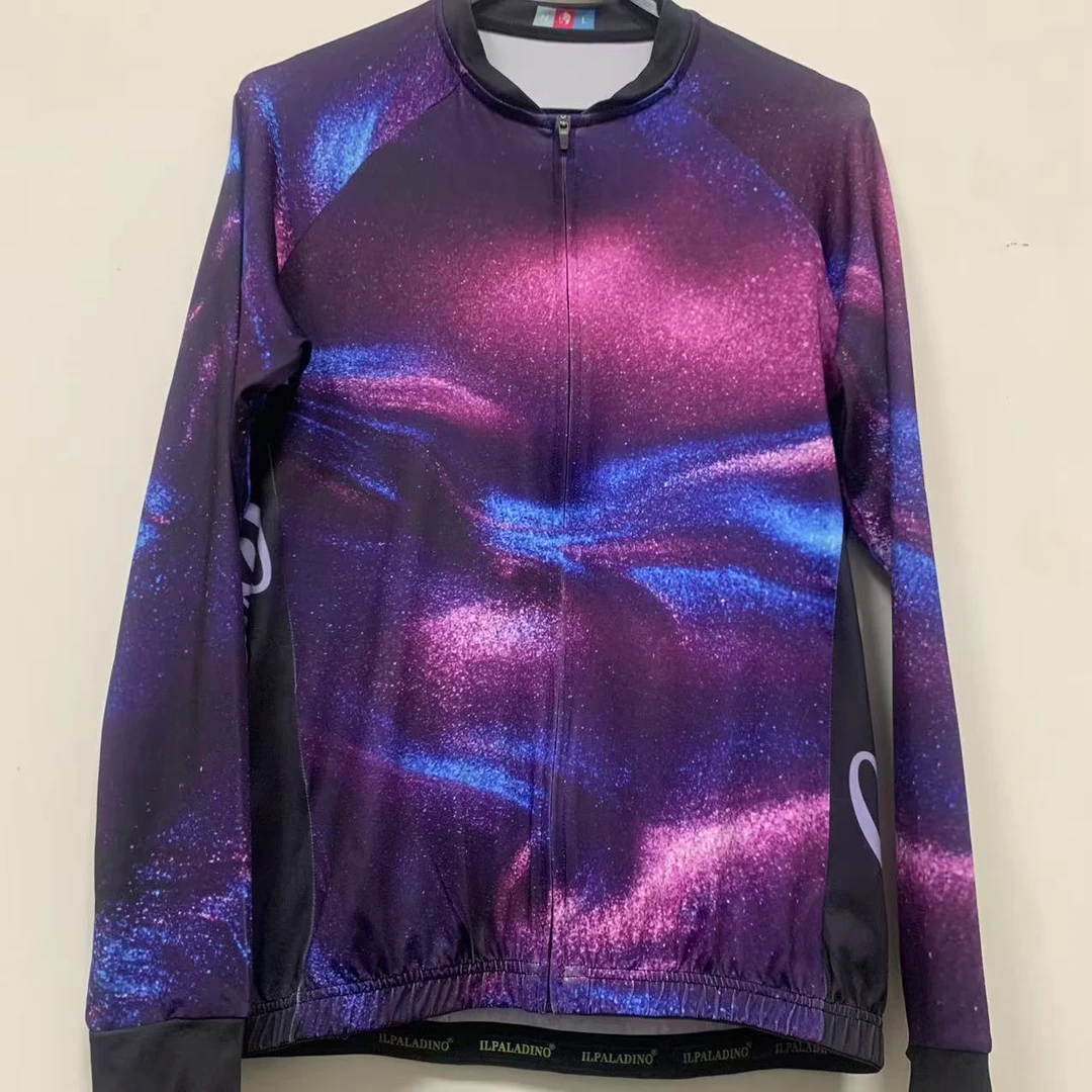 SQ 1215【紫色银河牛奶丝长袖男士】ILPALADINO专业版骑行服高弹