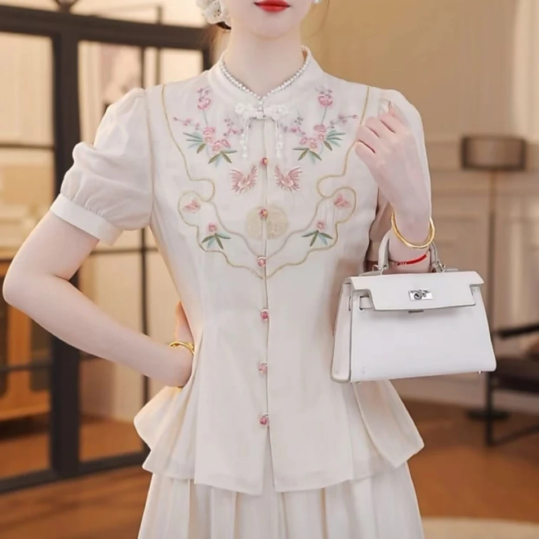 《春映桃-小衫》新中式国风提花女士百搭短袖小衫