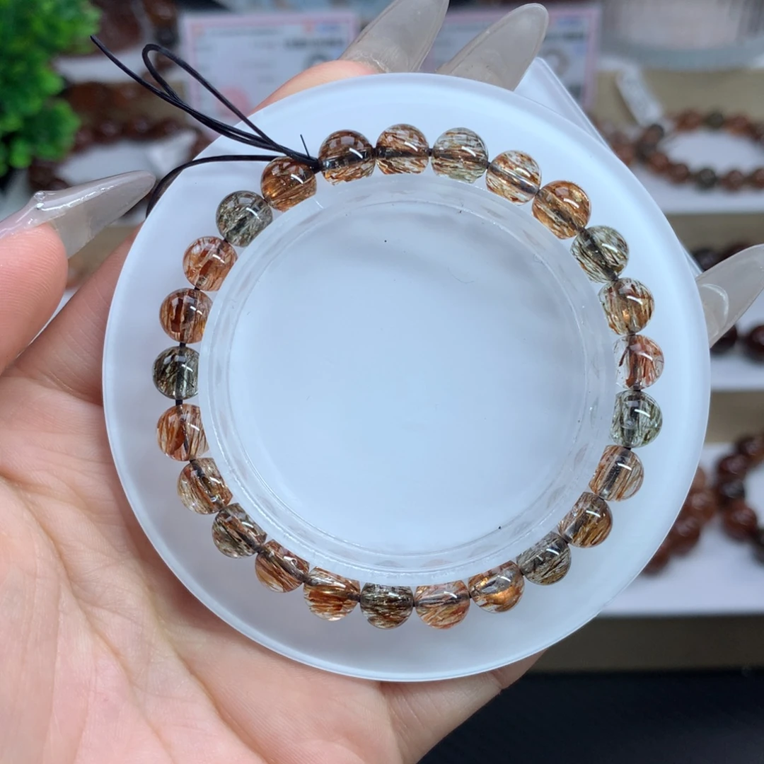 水晶手串未镶嵌黑金超七多样性发其一