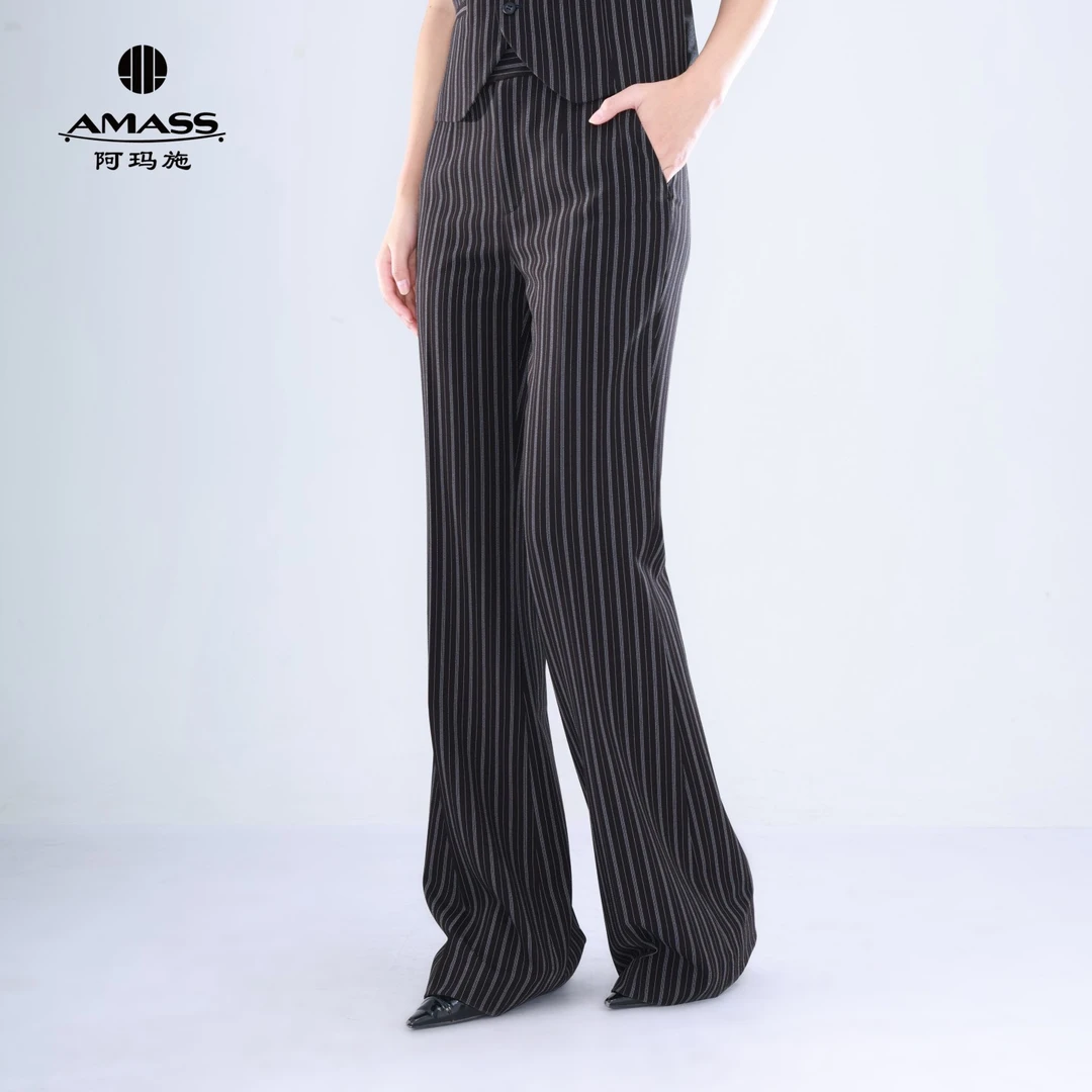 阿玛施【官方正品】新款通勤高腰显瘦直筒裤休闲垂感西装裤女510021