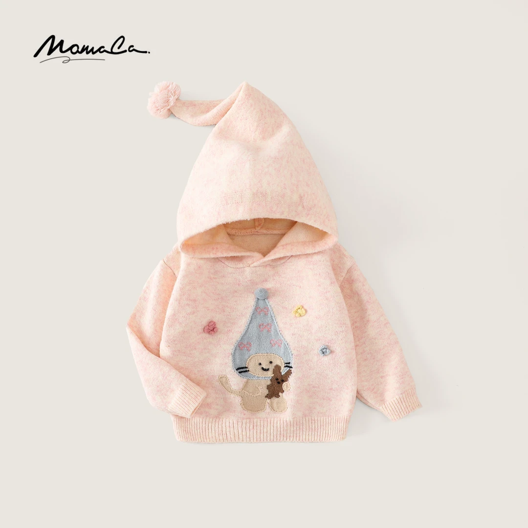 MOMOCO25新款冬季可爱女宝粉色洋气魔法帽连帽毛衣77830127001