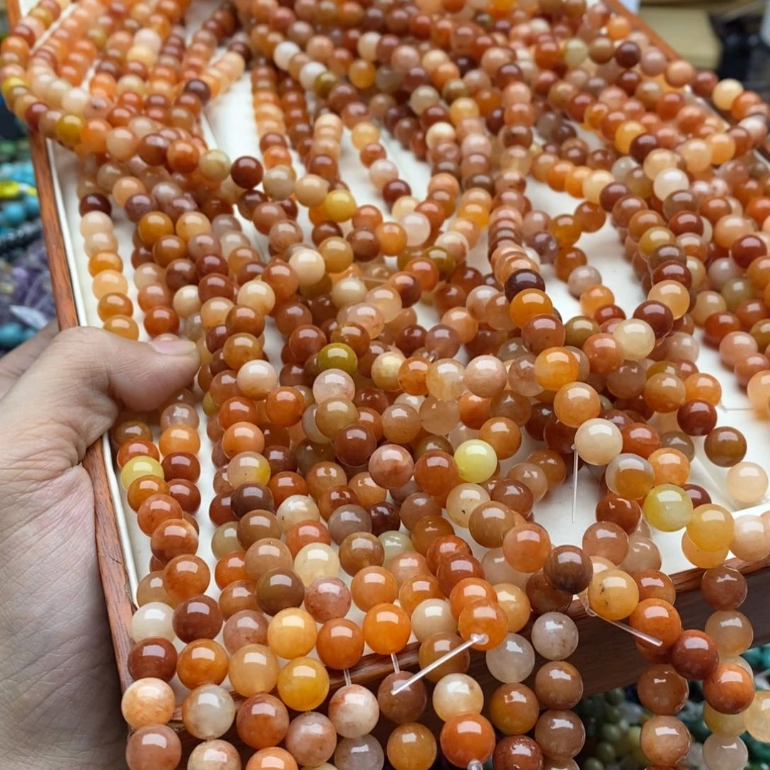 玛瑙/玉髓未镶嵌珠宝半成品一条天然8.4mm红体金丝玉