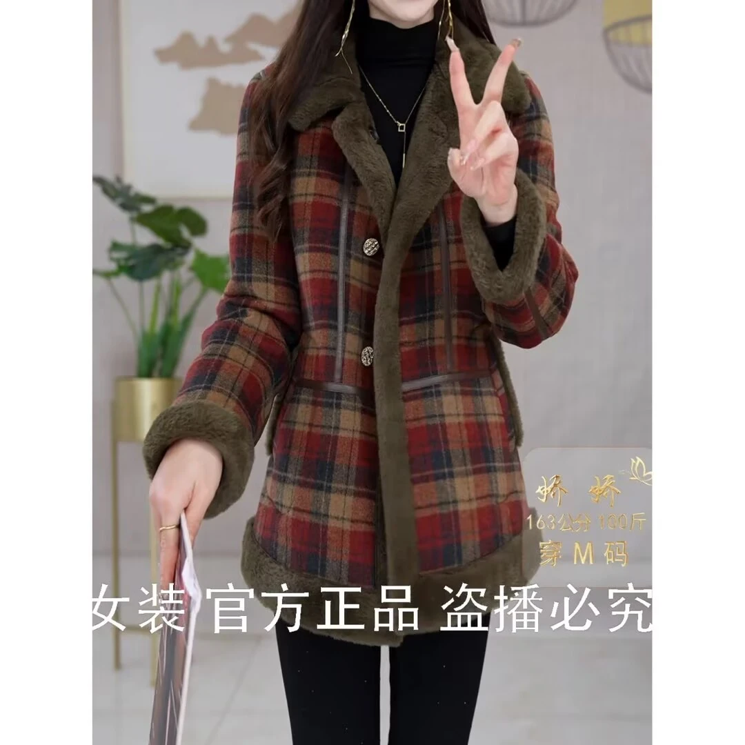 法式宽松双面双穿加绒加厚毛呢外套2025冬季新款时尚气质显瘦大衣