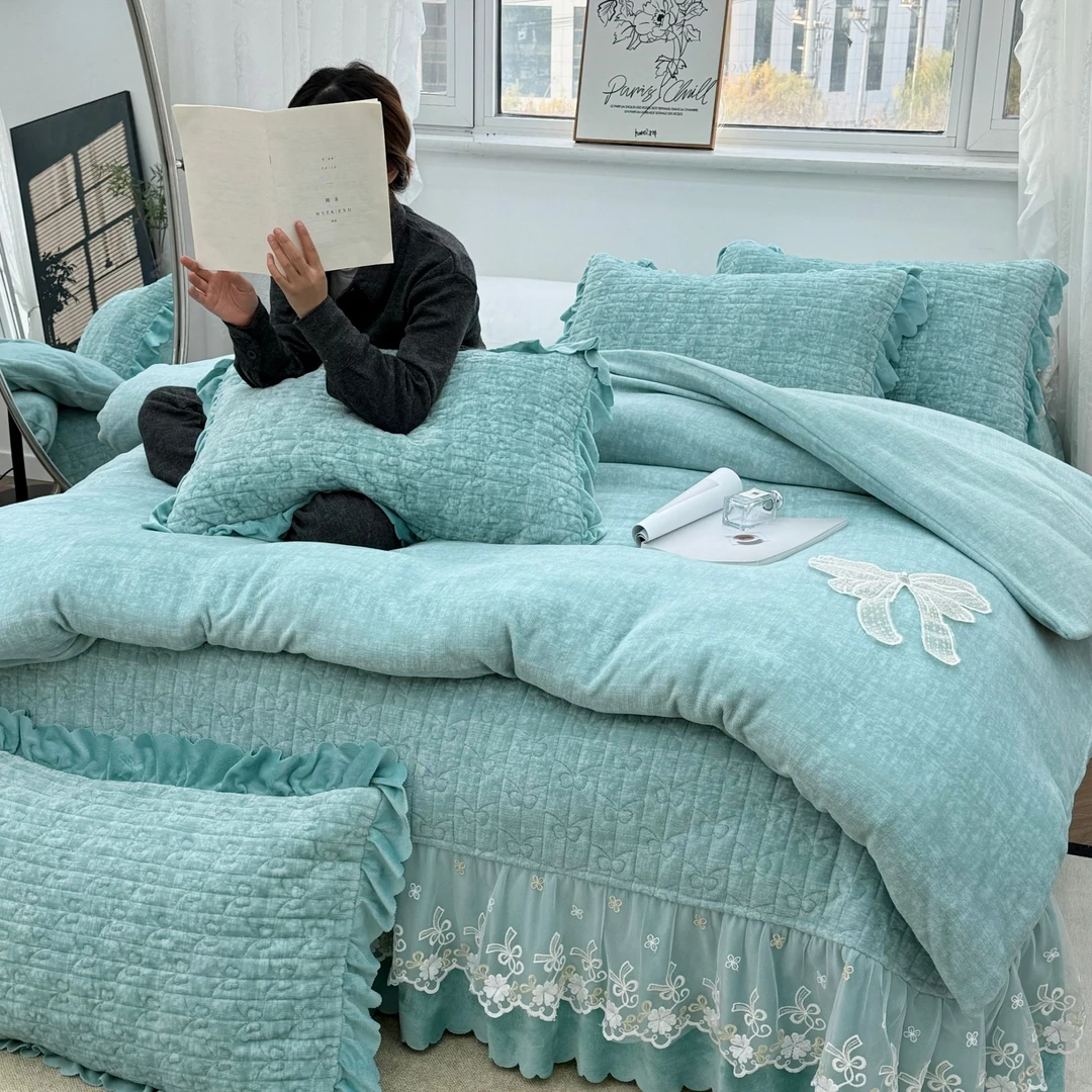 ◇婴儿绒肌理纹系列加厚保暖四件套±9斤 秋冬加厚可机洗床品套件